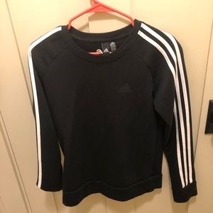 black and white three stripe adidas sweatshirt